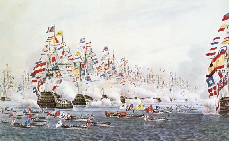 unknow artist Flottparad in Portsmouth the 23 Jun 1814 to remembrance of one besok of the presussiske king ochh the Russian emperor oil painting image